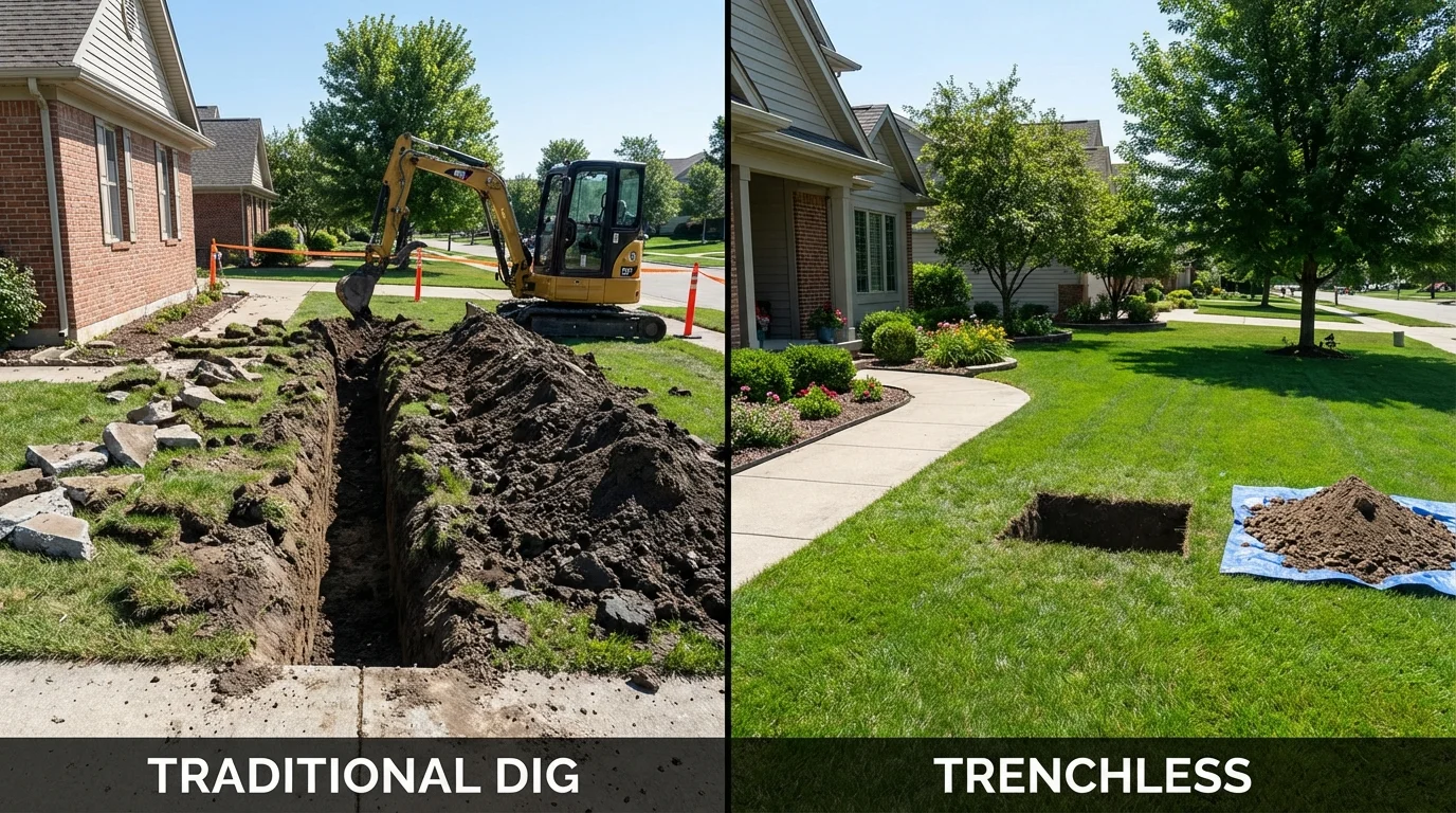 Trenchless sewer repair with minimal yard damage versus traditional excavation in Smyrna, GA